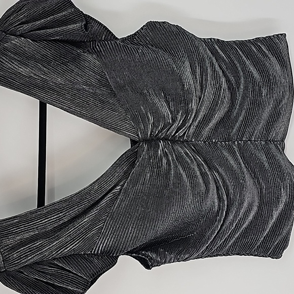 Express Metallic Pleated Rusched  Whimsigoth Elegant Statement Blouse - Picture 8 of 12